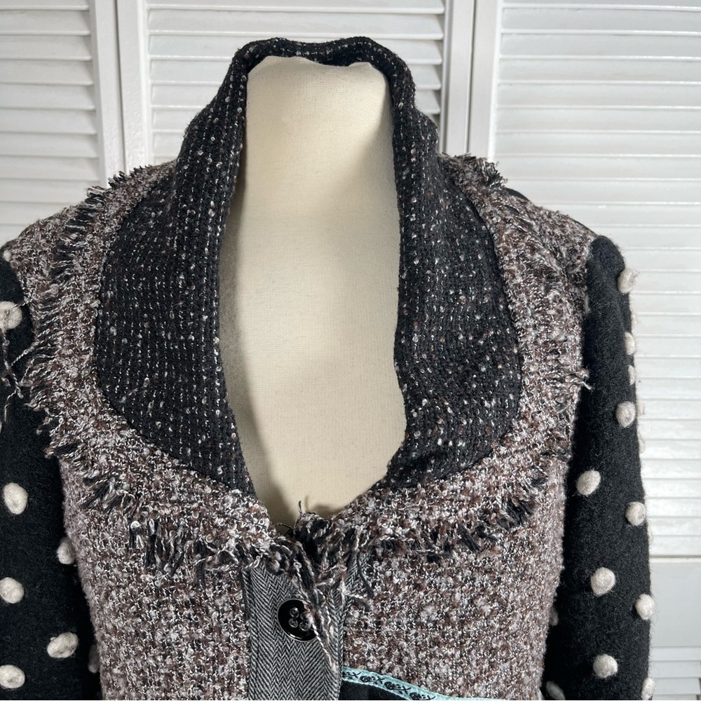 Dot Dot Couture Patchwork Knit Coat Jacket Size M NWOT - Picture 2 of 12